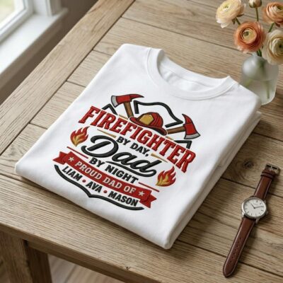 Firefighter By Day Dad By Night Embroidered Sweatshirt