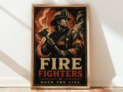 Hold The Line Firefighter Vintage Dept Wall Art