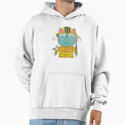 Cute Firefighter Cat Cartoon Hero Hoodie