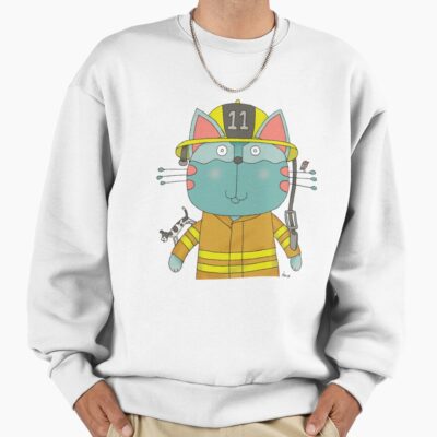 Cute Firefighter Cat Cartoon Hero Sweatshirt