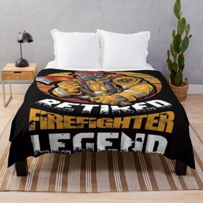 Retired Firefighter Legend Artwork Throw Blanket