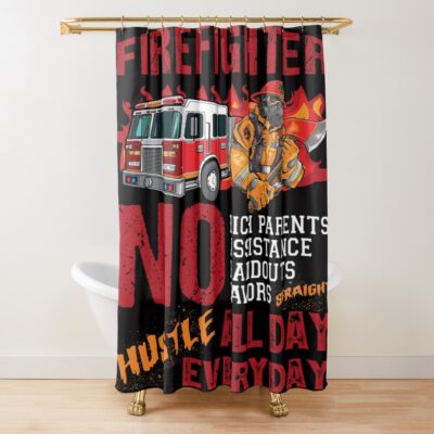 Firefighter Straight Hustle Skull Version Shower Curtain