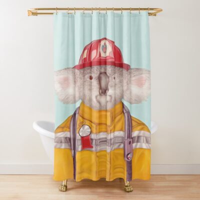 Koala Firefighter Character Artwork Shower Curtain