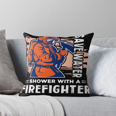 Save Water With A Firefighter Throw Pillow